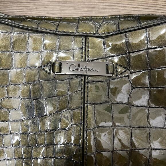 Cole Haan Green Patent Leather Crocodile Print Shoulderbag - Picture 2 of 11